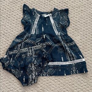 Cleobella blue & white ruffle dress with bloomers